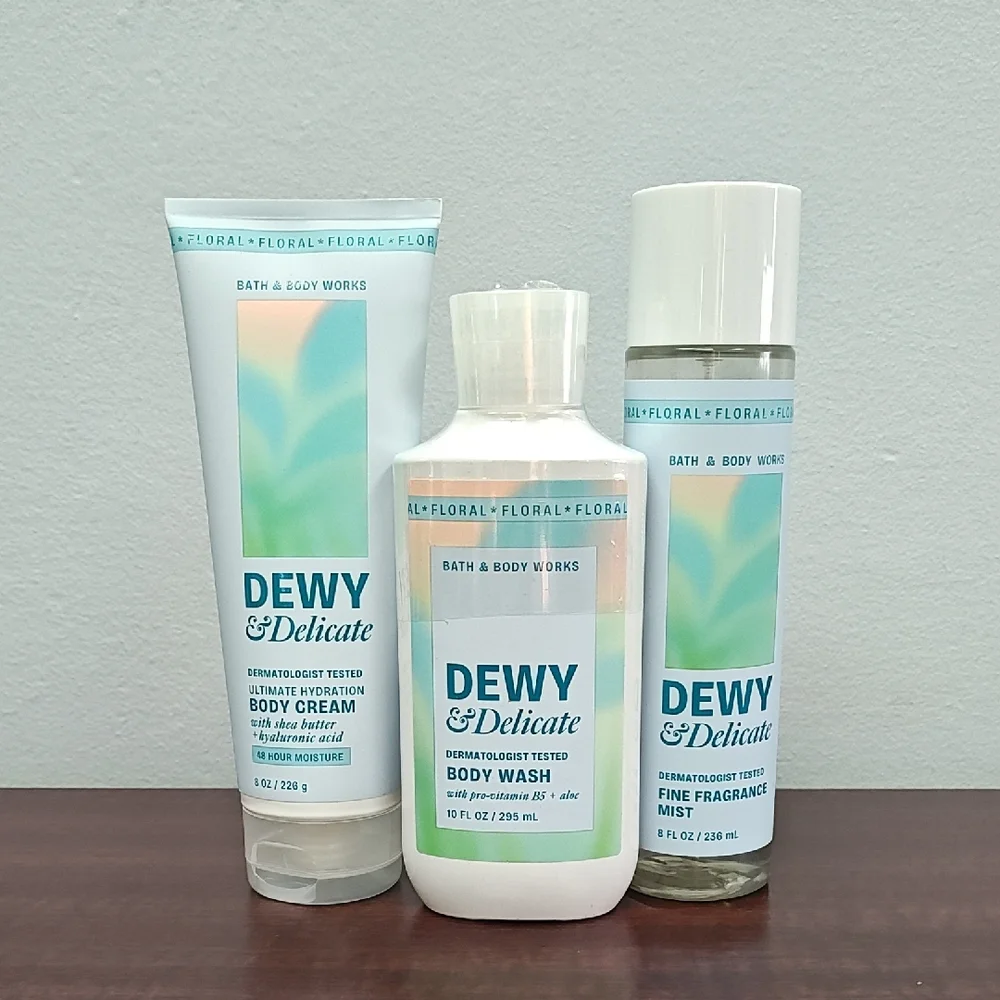 Bath & Body Works DEWY & DELICATE 3 Piece Body Care Set